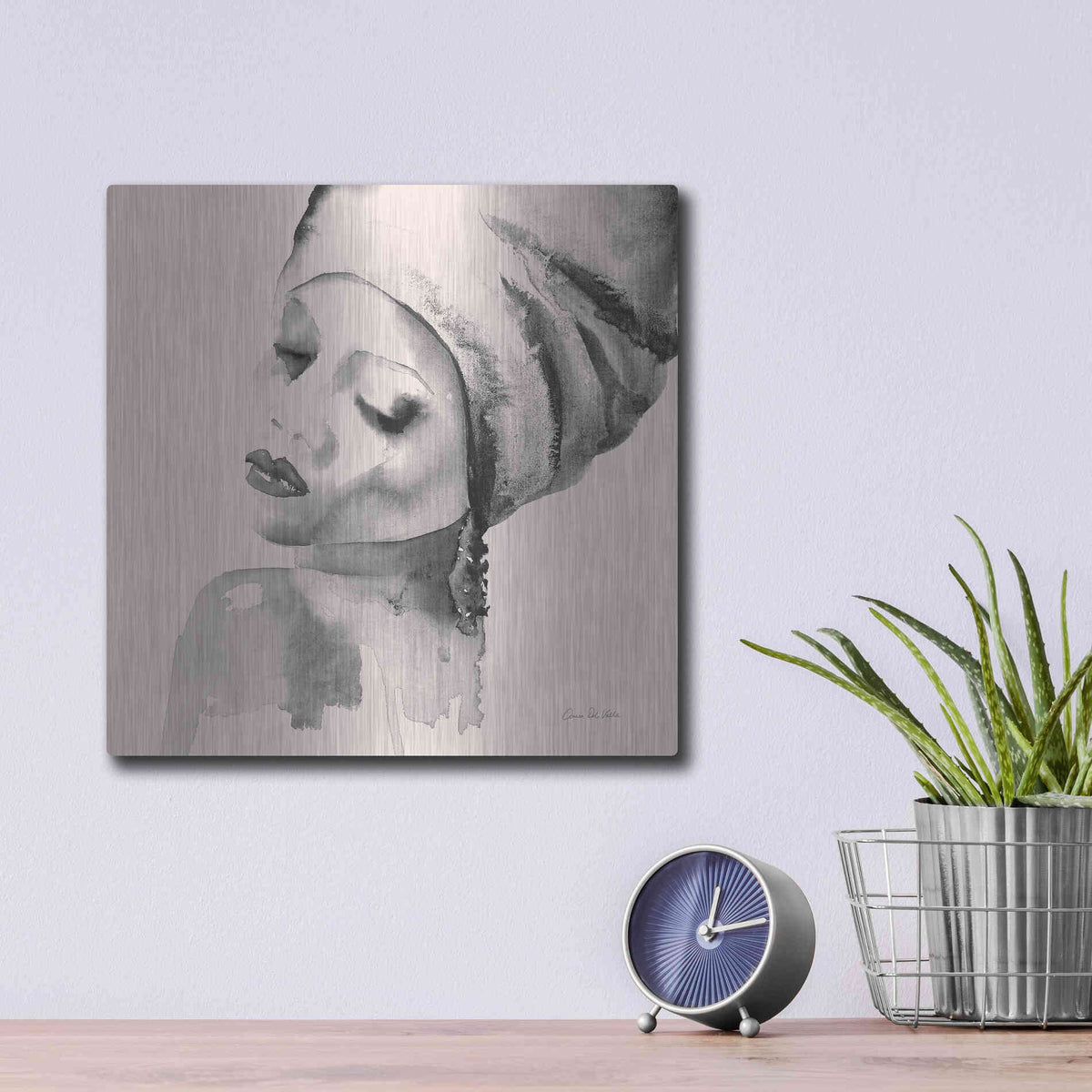 Luxe Metal Art 'Woman I Pink' by Alan Majchrowicz, Metal Wall Art,12x12