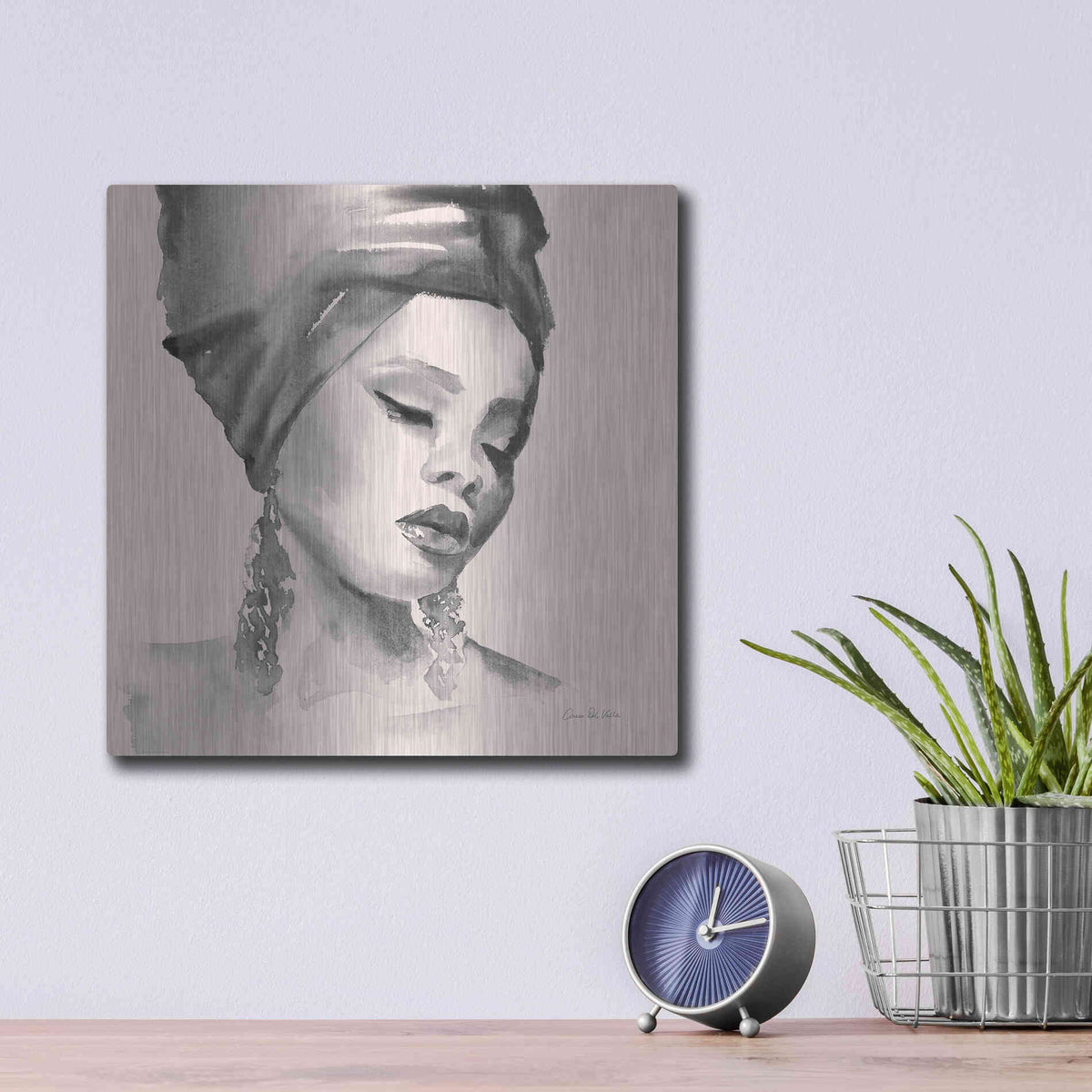 Luxe Metal Art 'Woman II Pink' by Alan Majchrowicz, Metal Wall Art,12x12