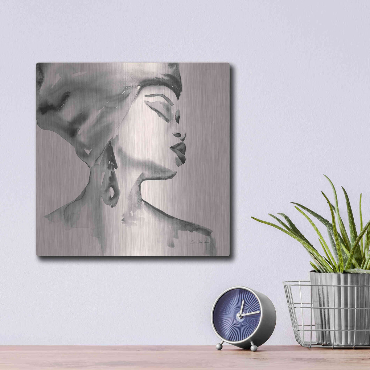 Luxe Metal Art 'Woman III Pink' by Alan Majchrowicz, Metal Wall Art,12x12