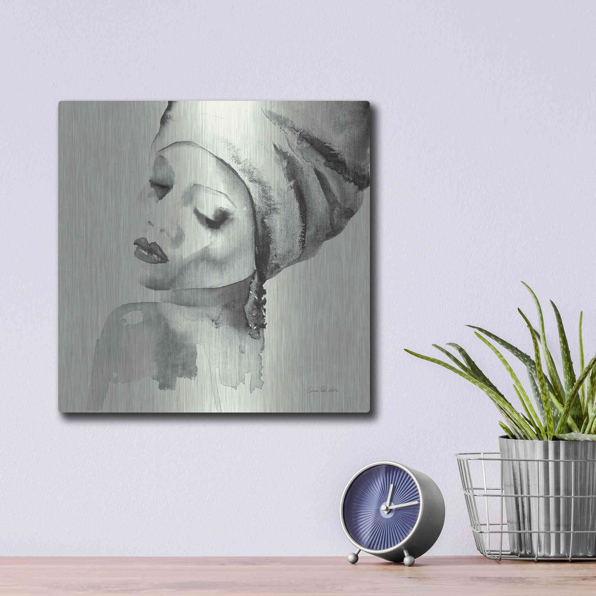 Luxe Metal Art 'Woman I Green' by Alan Majchrowicz, Metal Wall Art,12x12