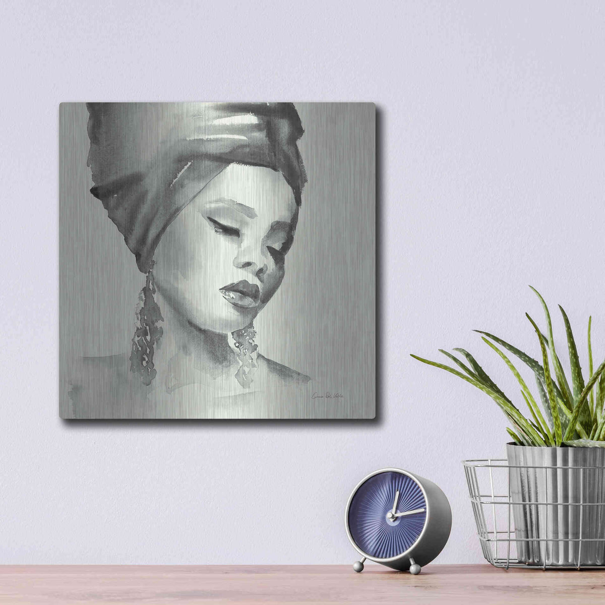 Luxe Metal Art 'Woman II Green' by Alan Majchrowicz, Metal Wall Art,12x12