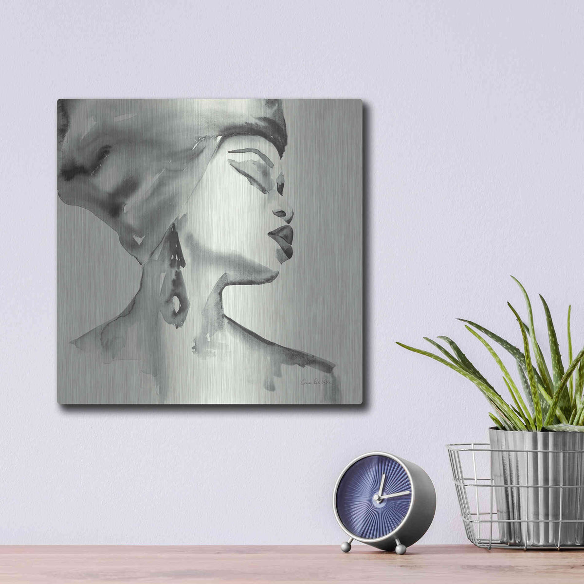 Luxe Metal Art 'Woman III Green' by Alan Majchrowicz, Metal Wall Art,12x12