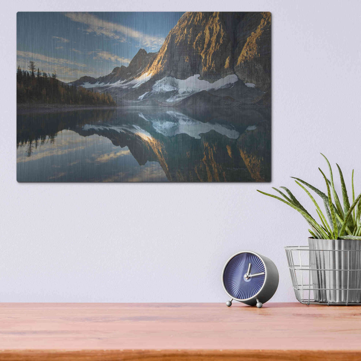 Luxe Metal Art 'Floe Lake Reflection III Crop' by Alan Majchrowicz, Metal Wall Art,16x12