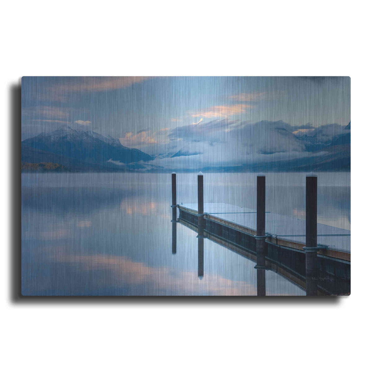 Luxe Metal Art 'Lake Mcdonald Dock' by Alan Majchrowicz, Metal Wall Art