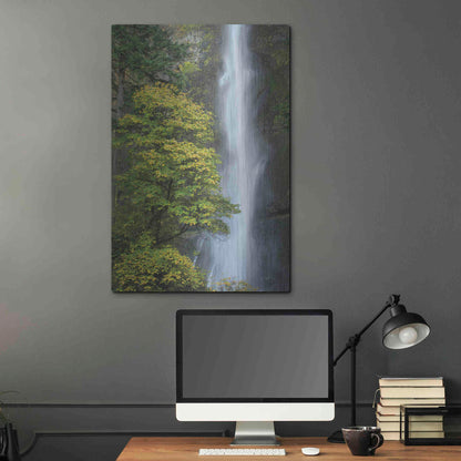 Luxe Metal Art 'Multnomah Falls color' by Alan Majchrowicz,Metal Wall Art,24x36