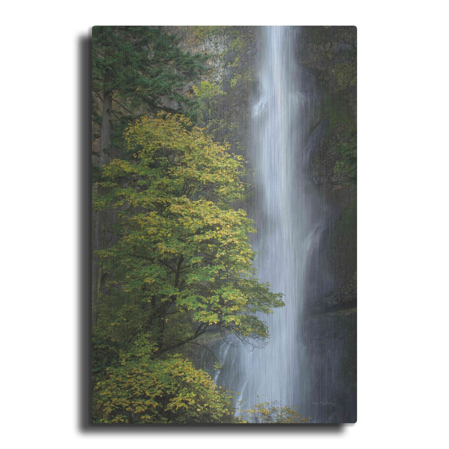 Luxe Metal Art 'Multnomah Falls color' by Alan Majchrowicz,Metal Wall Art