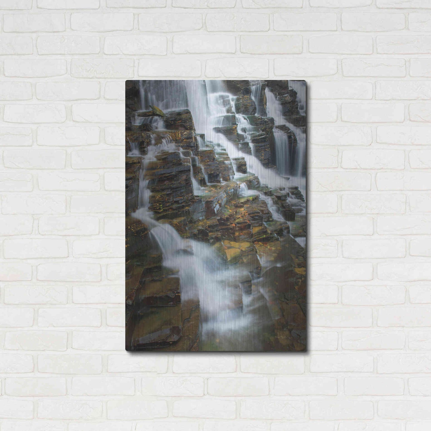 Luxe Metal Art 'Falls on McDonald Creek color' by Alan Majchrowicz,Metal Wall Art,24x36