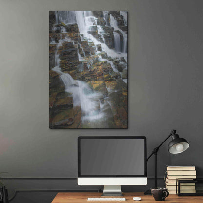 Luxe Metal Art 'Falls on McDonald Creek color' by Alan Majchrowicz,Metal Wall Art,24x36