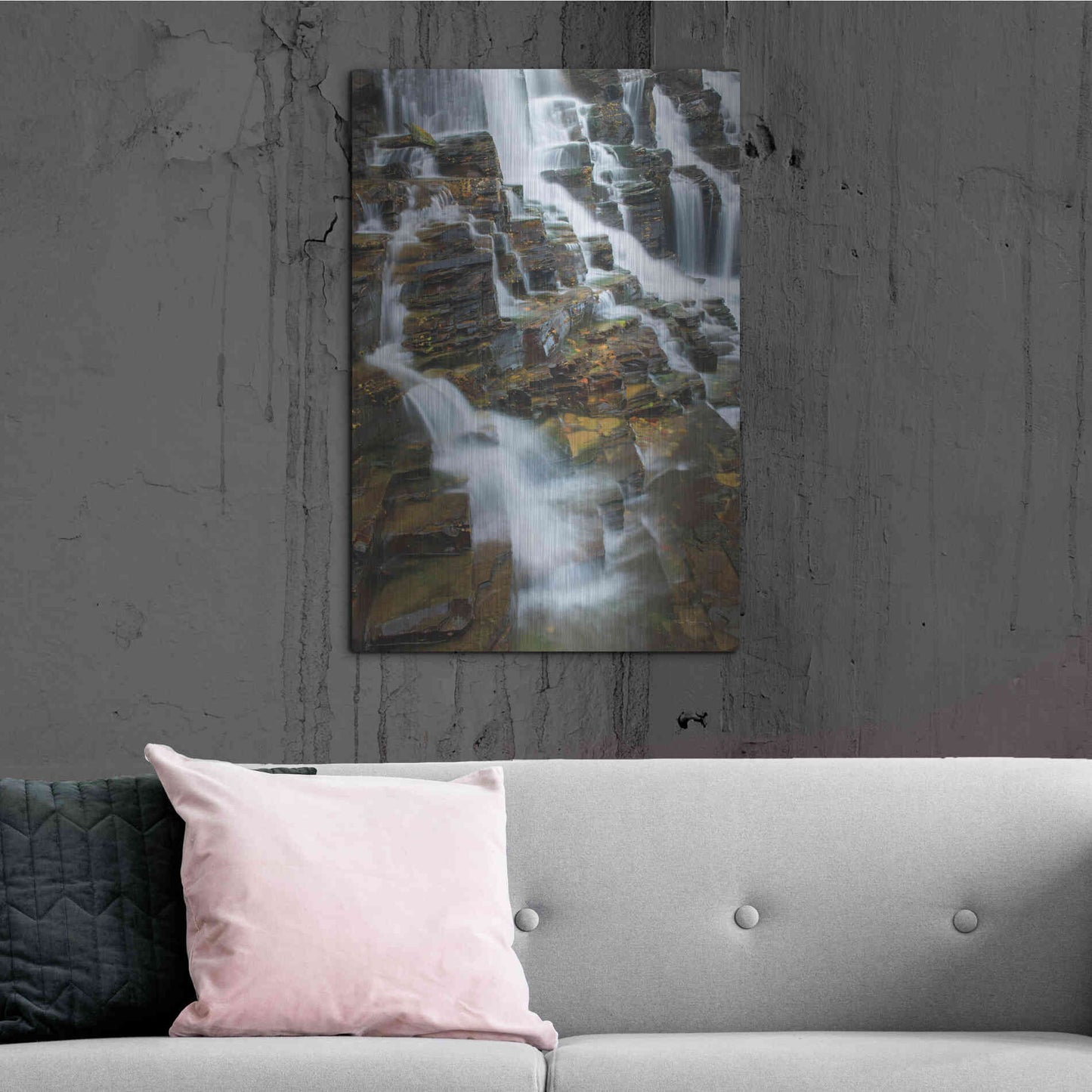 Luxe Metal Art 'Falls on McDonald Creek color' by Alan Majchrowicz,Metal Wall Art,24x36