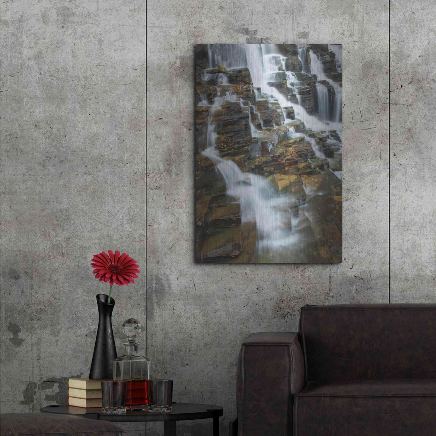 Luxe Metal Art 'Falls on McDonald Creek color' by Alan Majchrowicz,Metal Wall Art,24x36