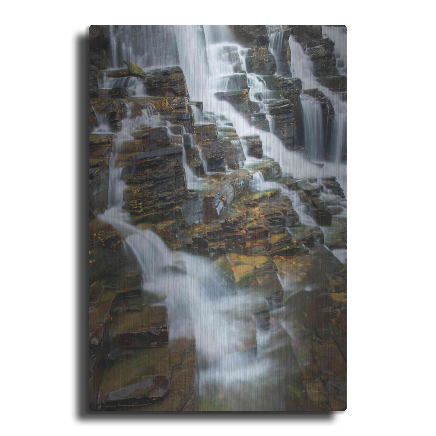 Luxe Metal Art 'Falls on McDonald Creek color' by Alan Majchrowicz,Metal Wall Art