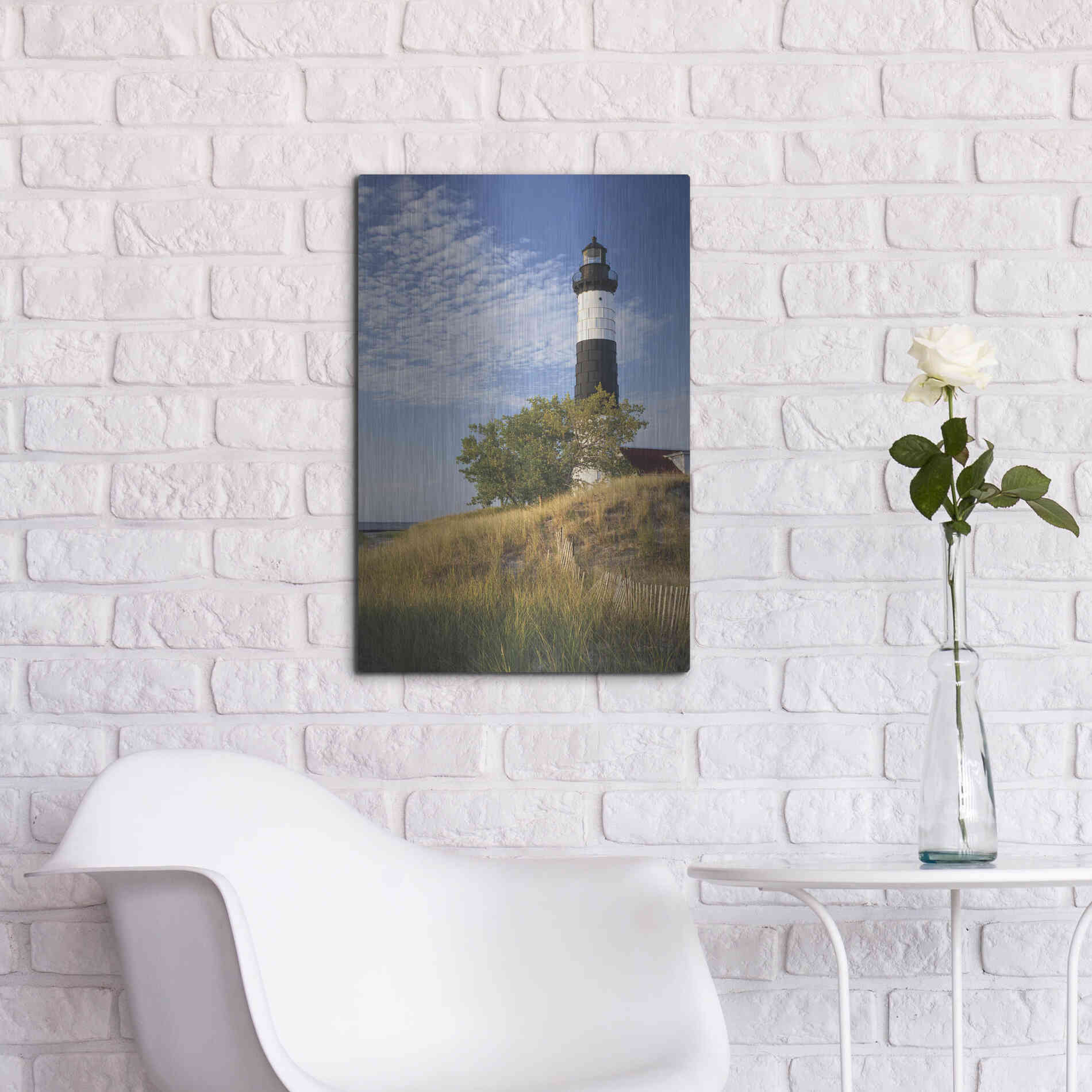 Luxe Metal Art 'Big Sable Point Lighthouse II' by Alan Majchrowicz,Metal Wall Art,16x24