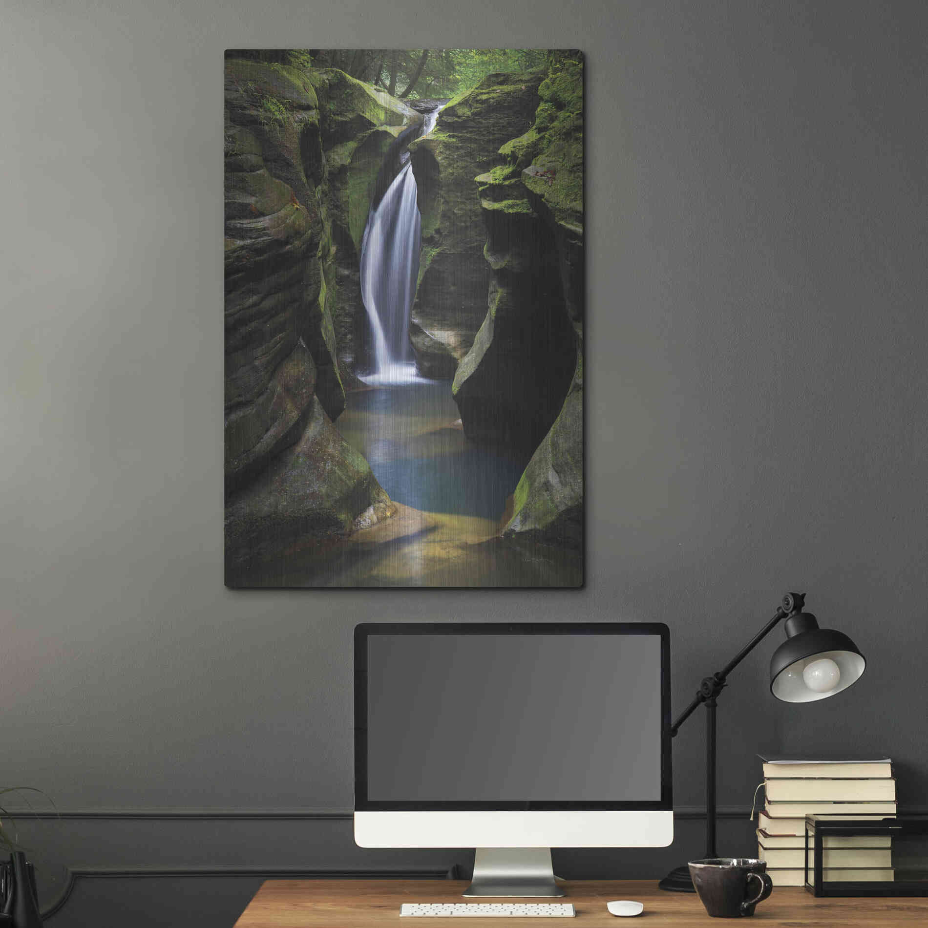 Luxe Metal Art 'Corkscrew Falls Ohio' by Alan Majchrowicz,Metal Wall Art,24x36