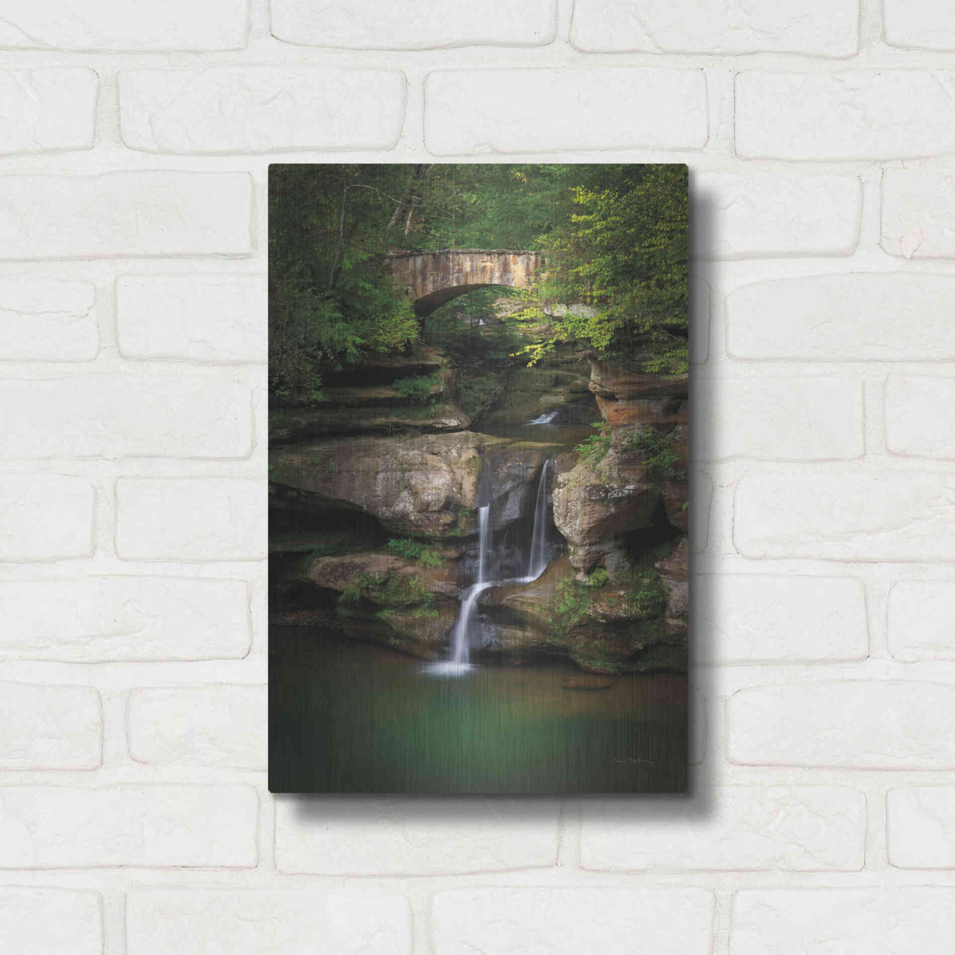 Luxe Metal Art 'Upper Falls Old Mans Cave' by Alan Majchrowicz,Metal Wall Art,12x16