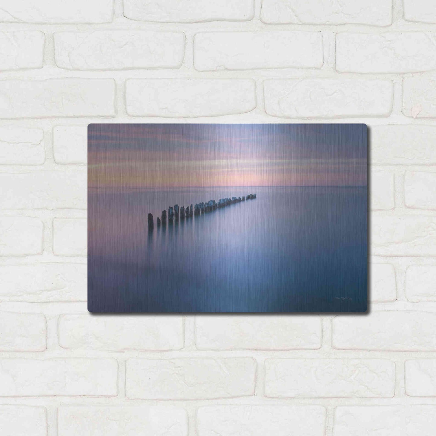 Luxe Metal Art 'Lake Superior Old Pier IV' by Alan Majchrowicz,Metal Wall Art,16x12