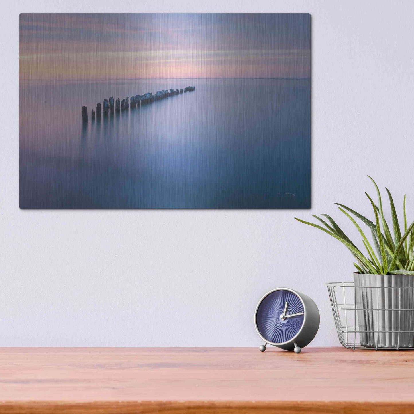 Luxe Metal Art 'Lake Superior Old Pier IV' by Alan Majchrowicz,Metal Wall Art,16x12