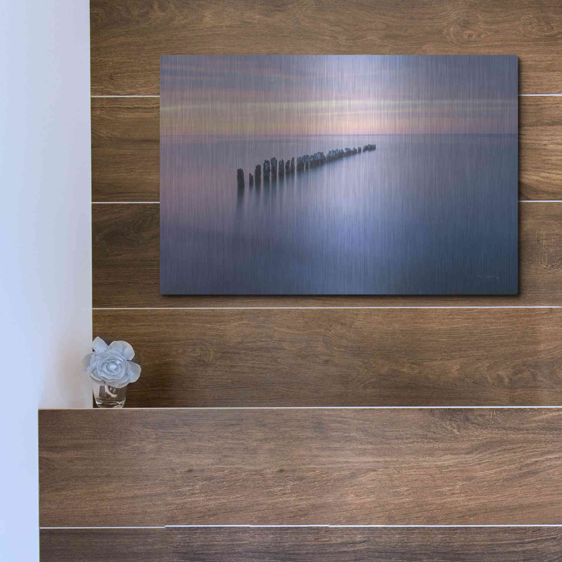 Luxe Metal Art 'Lake Superior Old Pier IV' by Alan Majchrowicz,Metal Wall Art,16x12