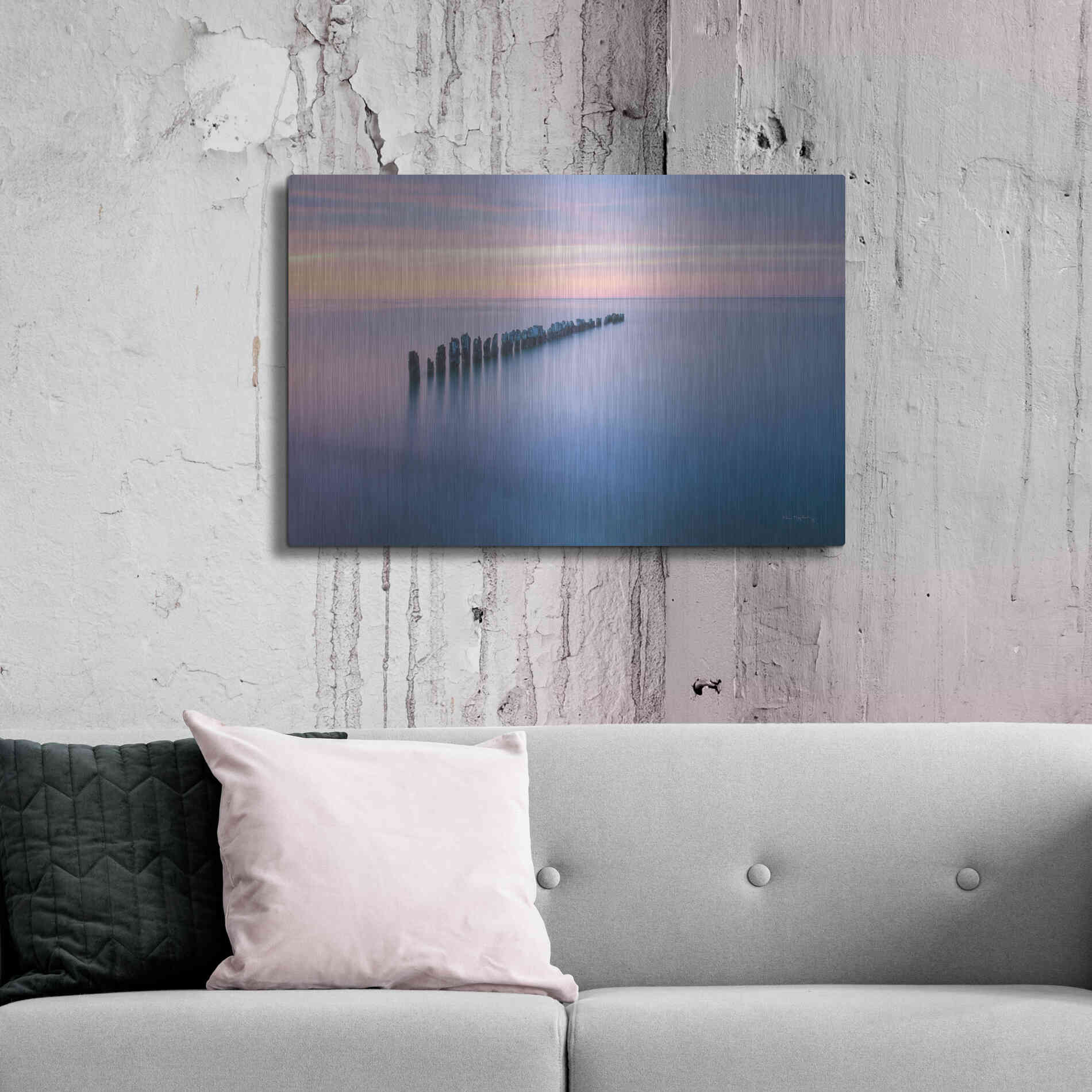 Luxe Metal Art 'Lake Superior Old Pier IV' by Alan Majchrowicz,Metal Wall Art,36x24