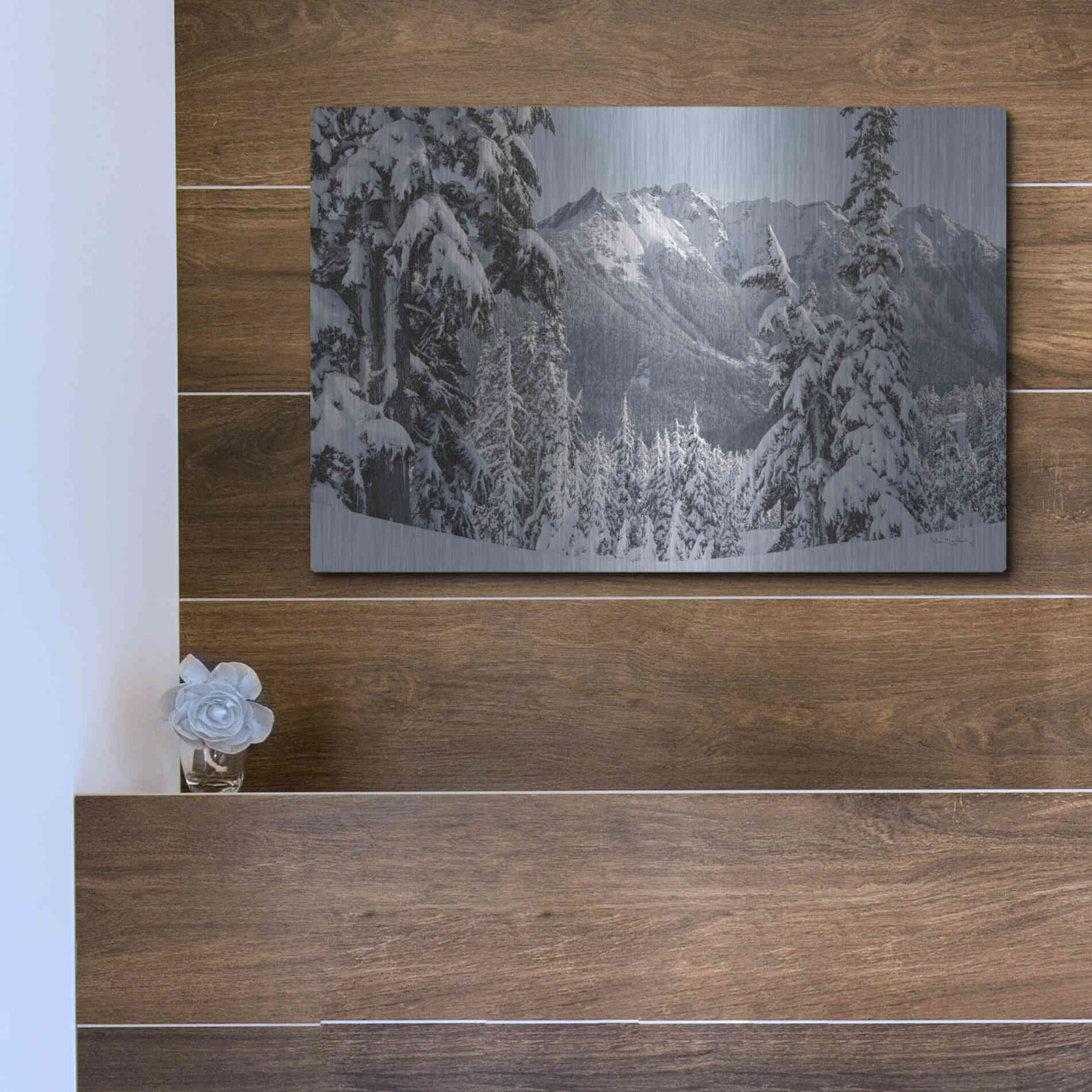 Luxe Metal Art 'Nooksack Ridge in Winter' by Alan Majchrowicz,Metal Wall Art,16x12