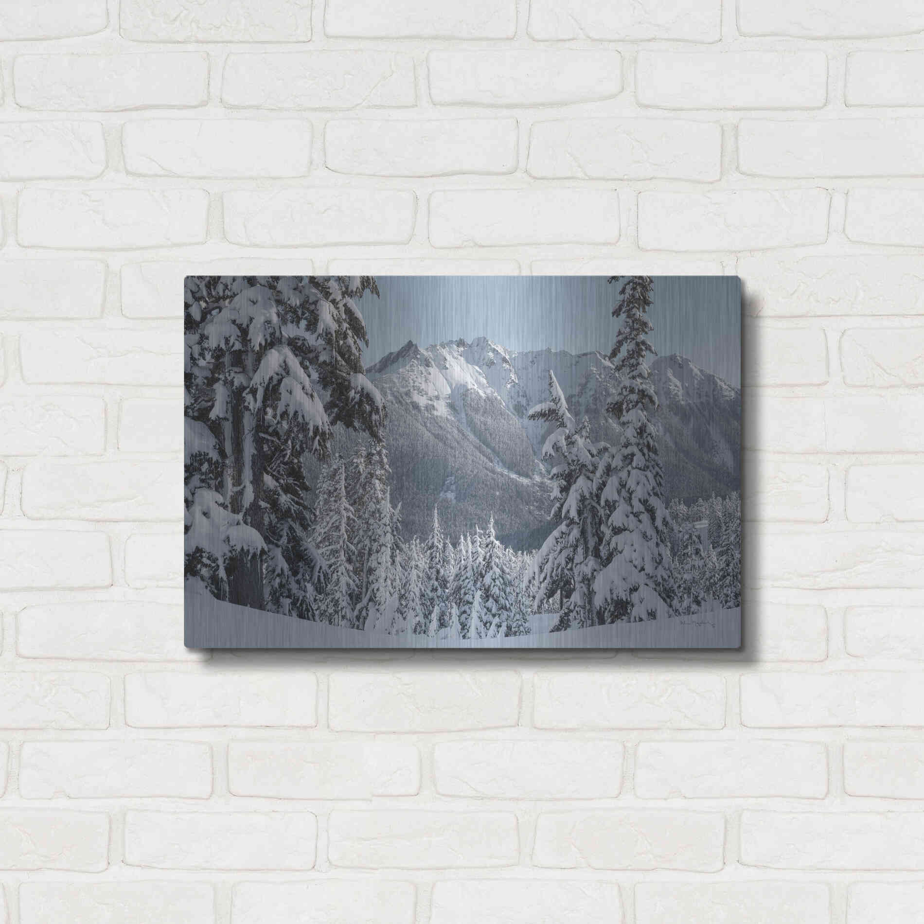 Luxe Metal Art 'Nooksack Ridge in Winter' by Alan Majchrowicz,Metal Wall Art,24x16