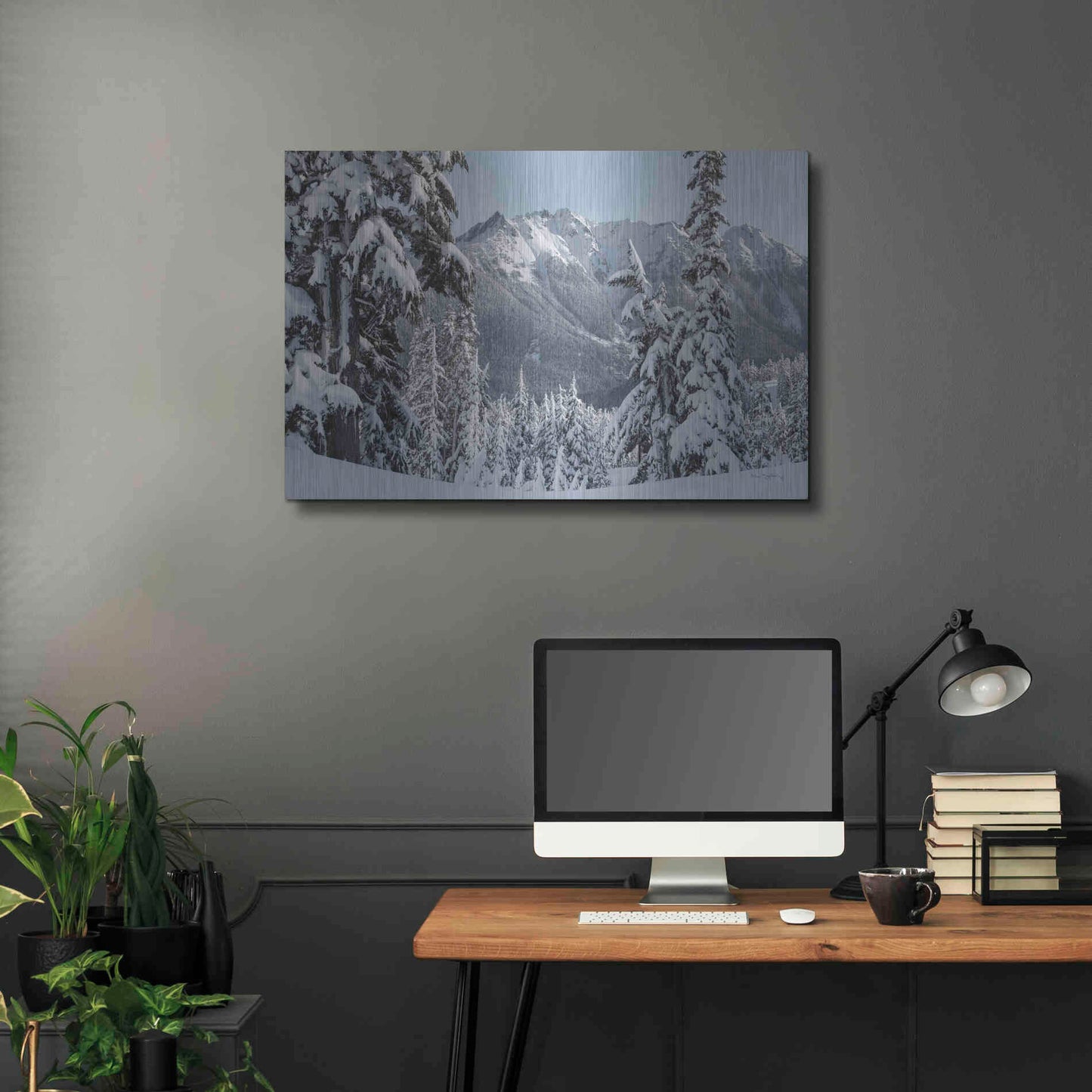 Luxe Metal Art 'Nooksack Ridge in Winter' by Alan Majchrowicz,Metal Wall Art,36x24