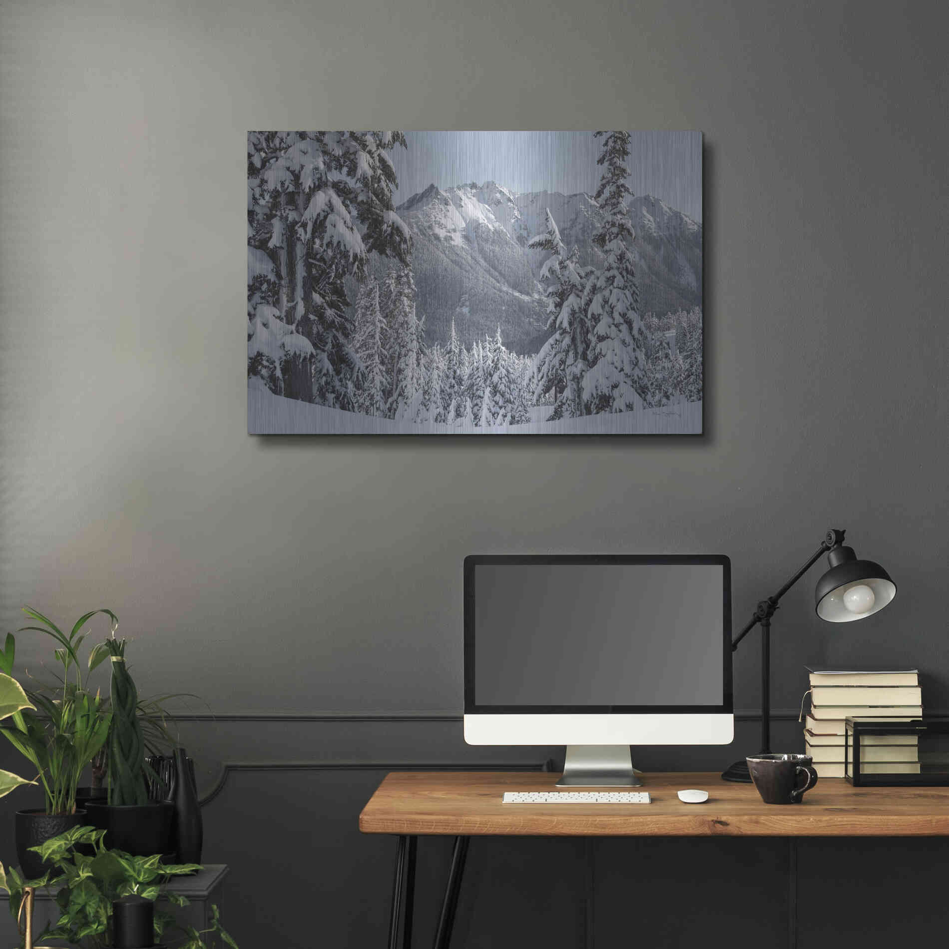 Luxe Metal Art 'Nooksack Ridge in Winter' by Alan Majchrowicz,Metal Wall Art,36x24