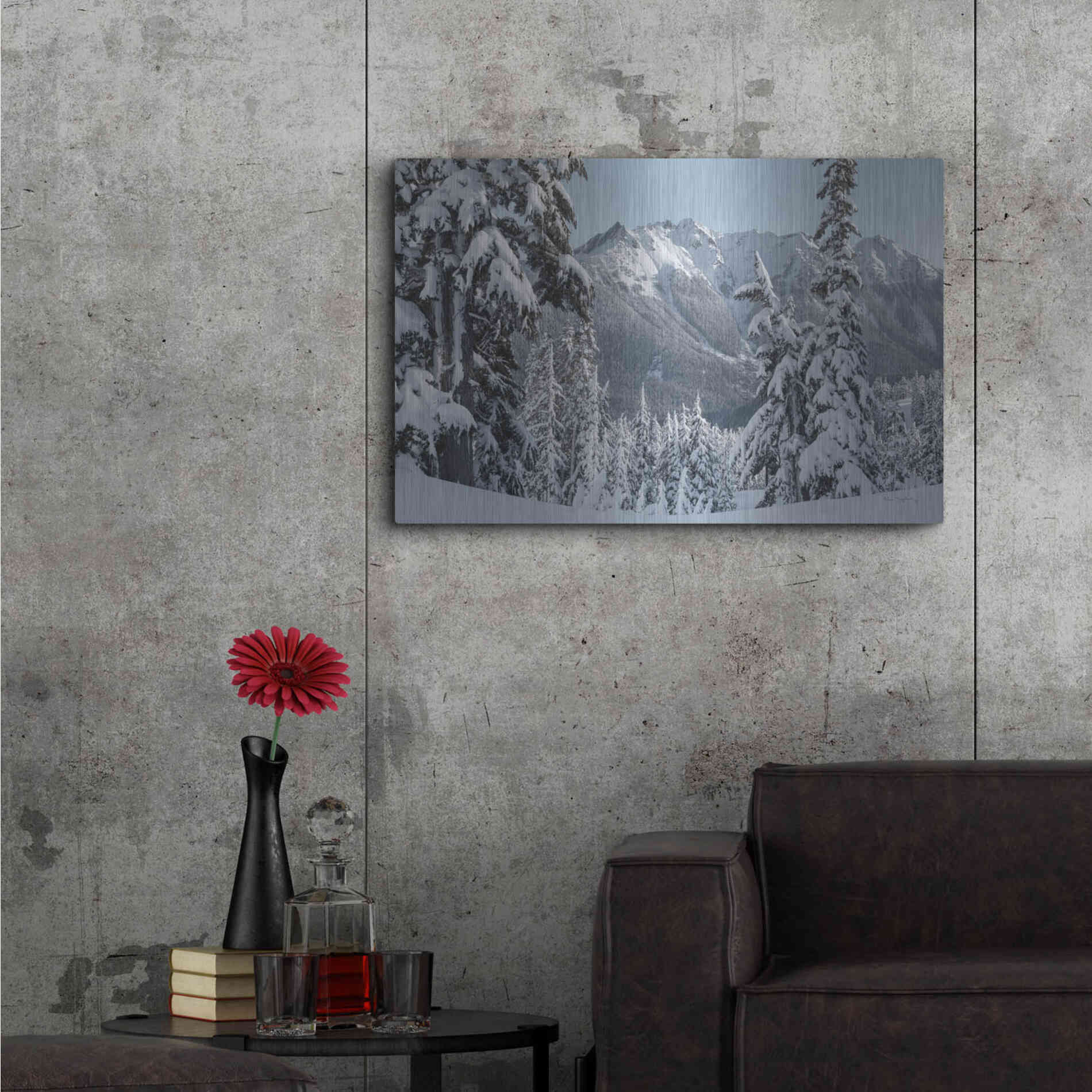 Luxe Metal Art 'Nooksack Ridge in Winter' by Alan Majchrowicz,Metal Wall Art,36x24