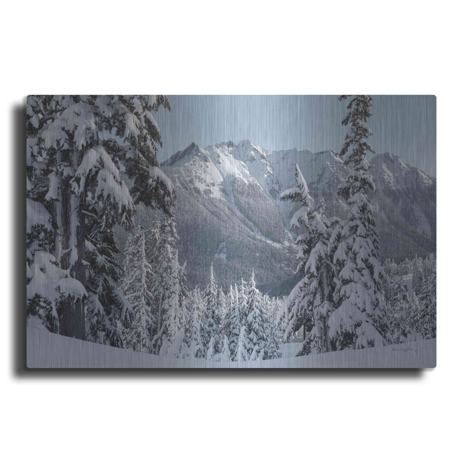 Luxe Metal Art 'Nooksack Ridge in Winter' by Alan Majchrowicz,Metal Wall Art