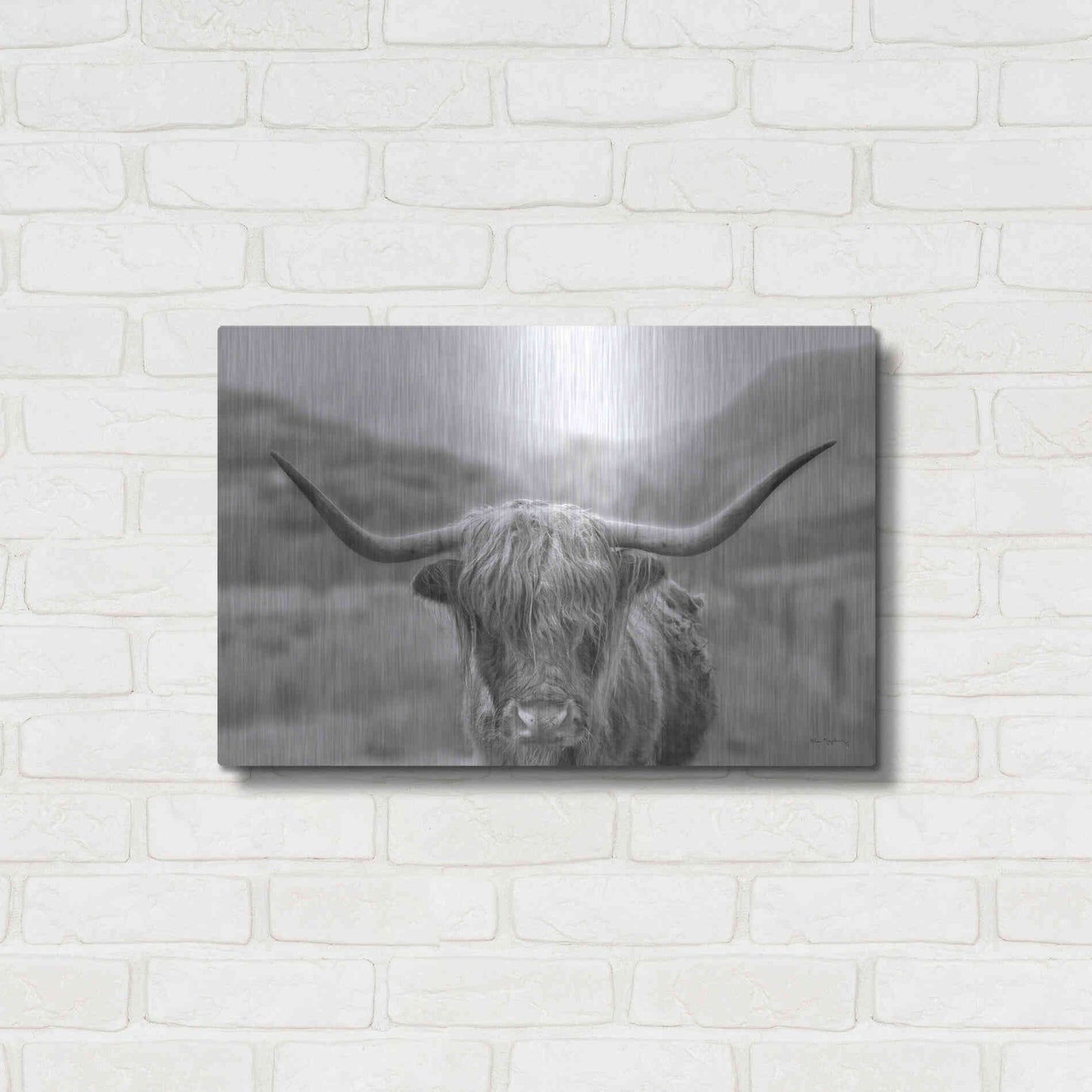 Luxe Metal Art 'Scottish Highland Cattle III Neutral Crop' by Alan Majchrowicz,Metal Wall Art,24x16