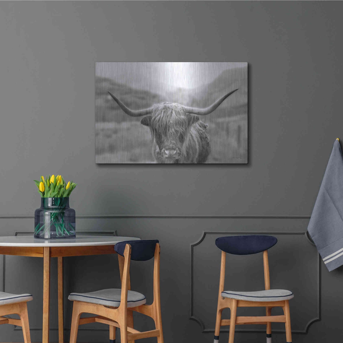Luxe Metal Art 'Scottish Highland Cattle III Neutral Crop' by Alan Majchrowicz,Metal Wall Art,36x24