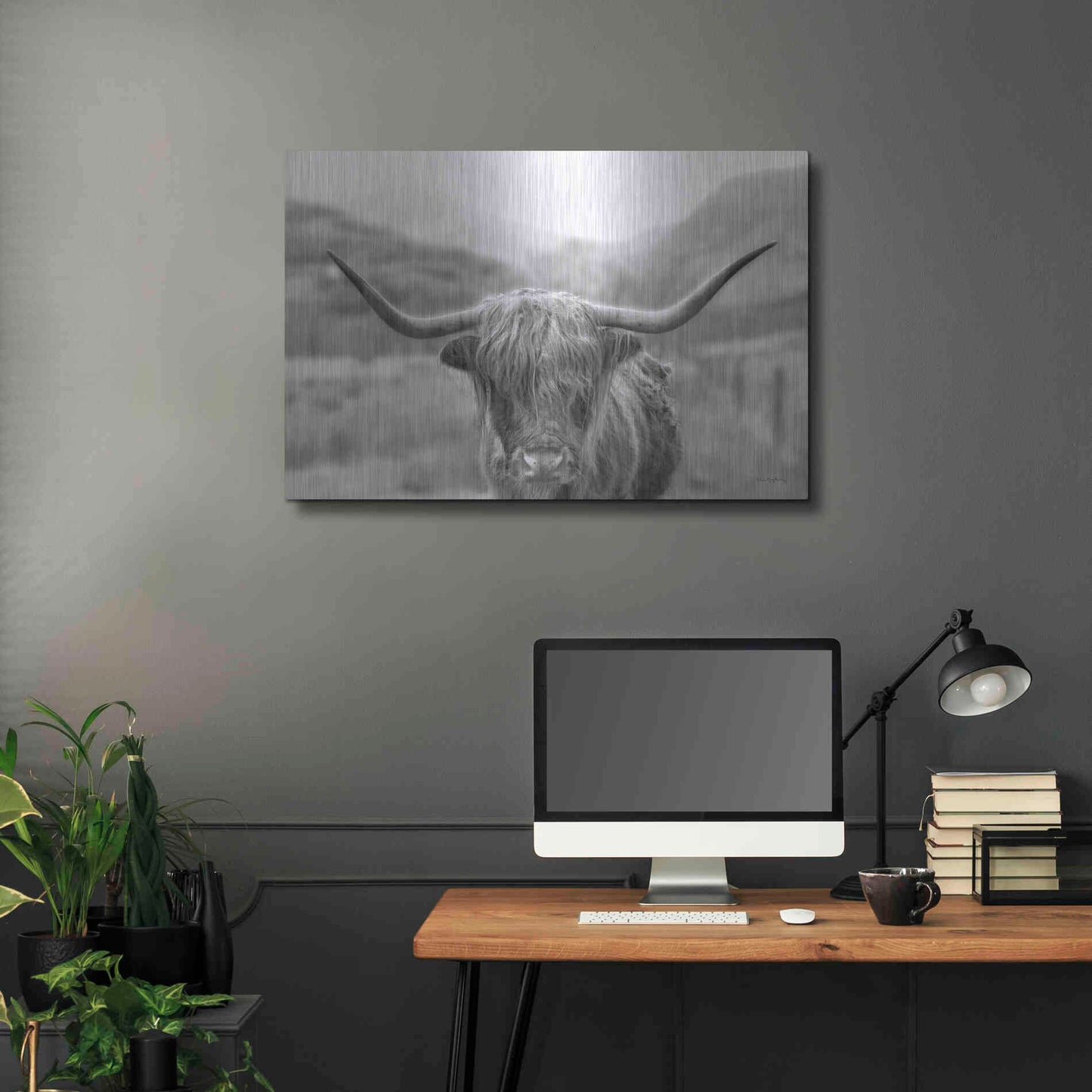 Luxe Metal Art 'Scottish Highland Cattle III Neutral Crop' by Alan Majchrowicz,Metal Wall Art,36x24