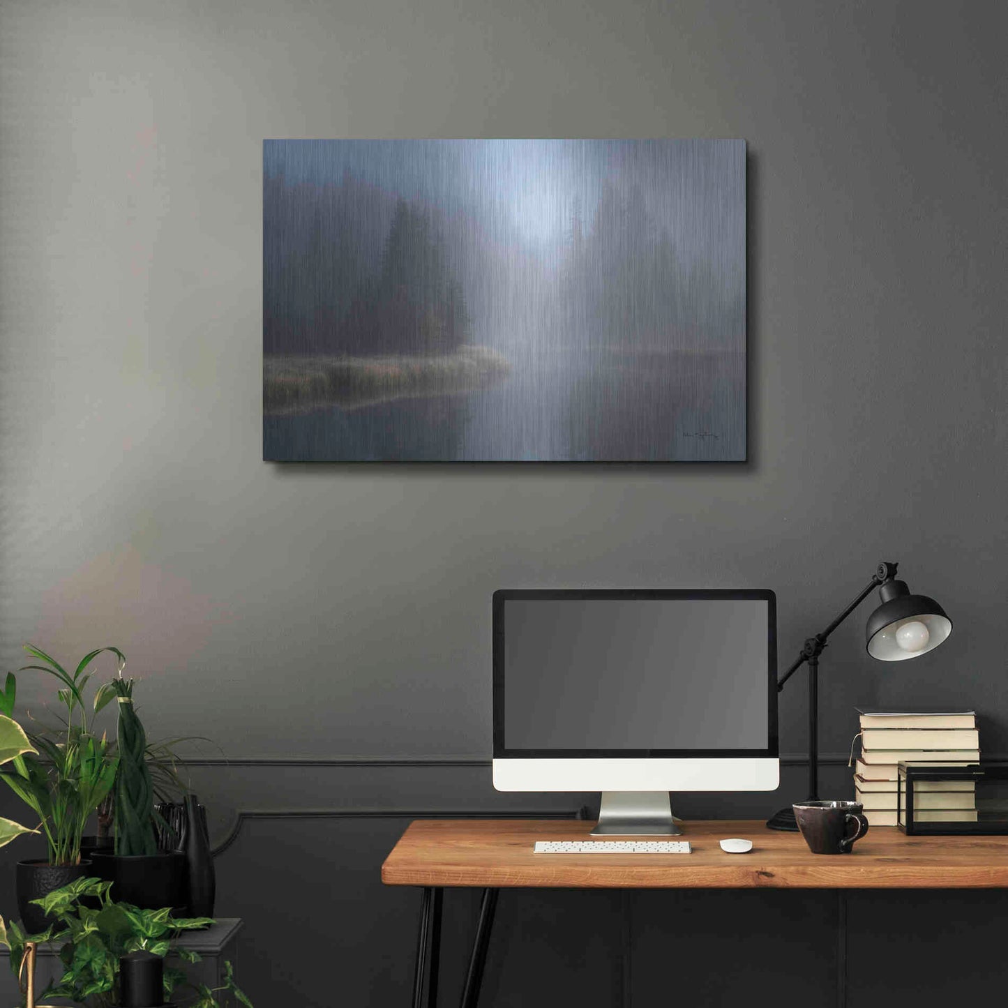 Luxe Metal Art 'Grand Teton Lake Fog' by Alan Majchrowicz,Metal Wall Art,36x24