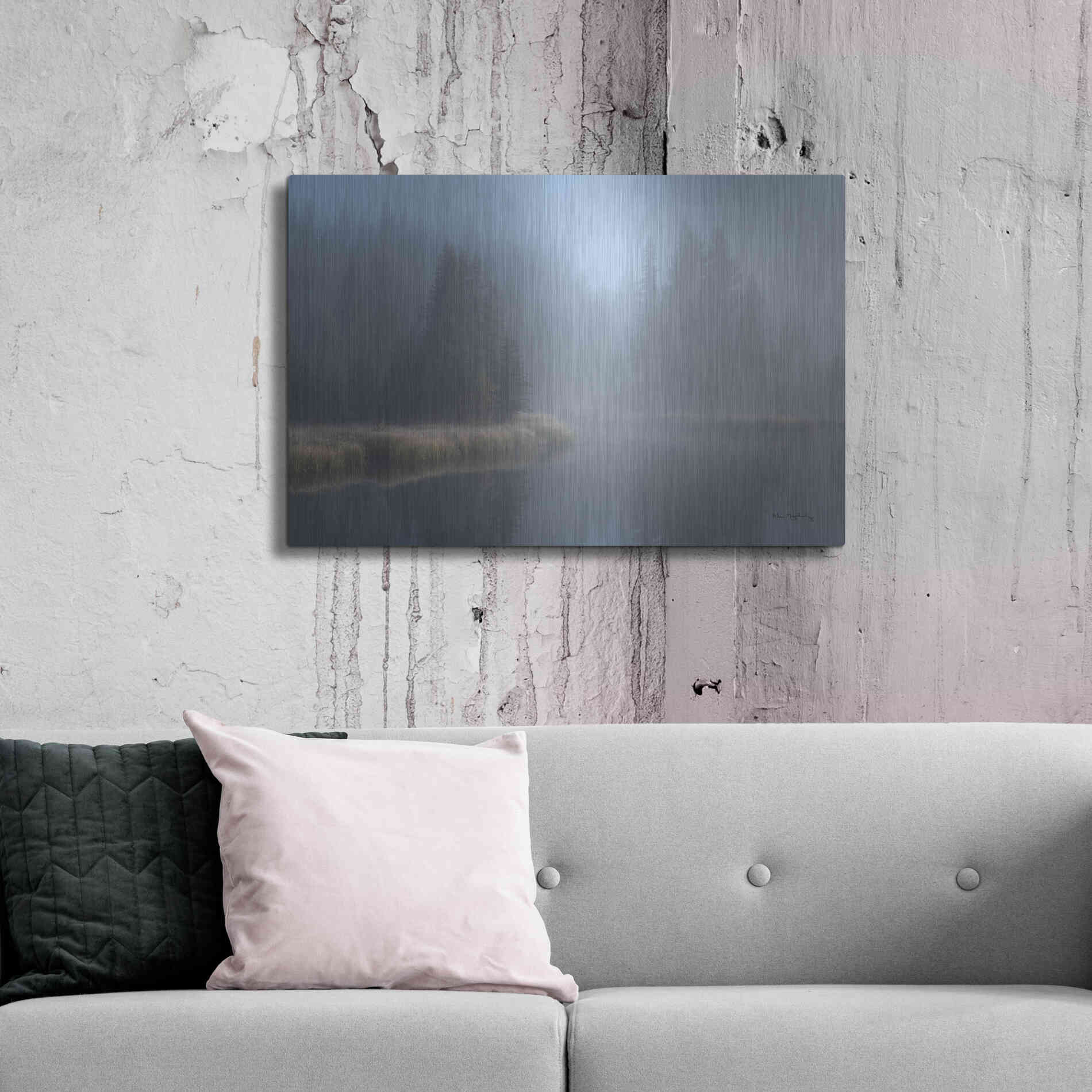 Luxe Metal Art 'Grand Teton Lake Fog' by Alan Majchrowicz,Metal Wall Art,36x24