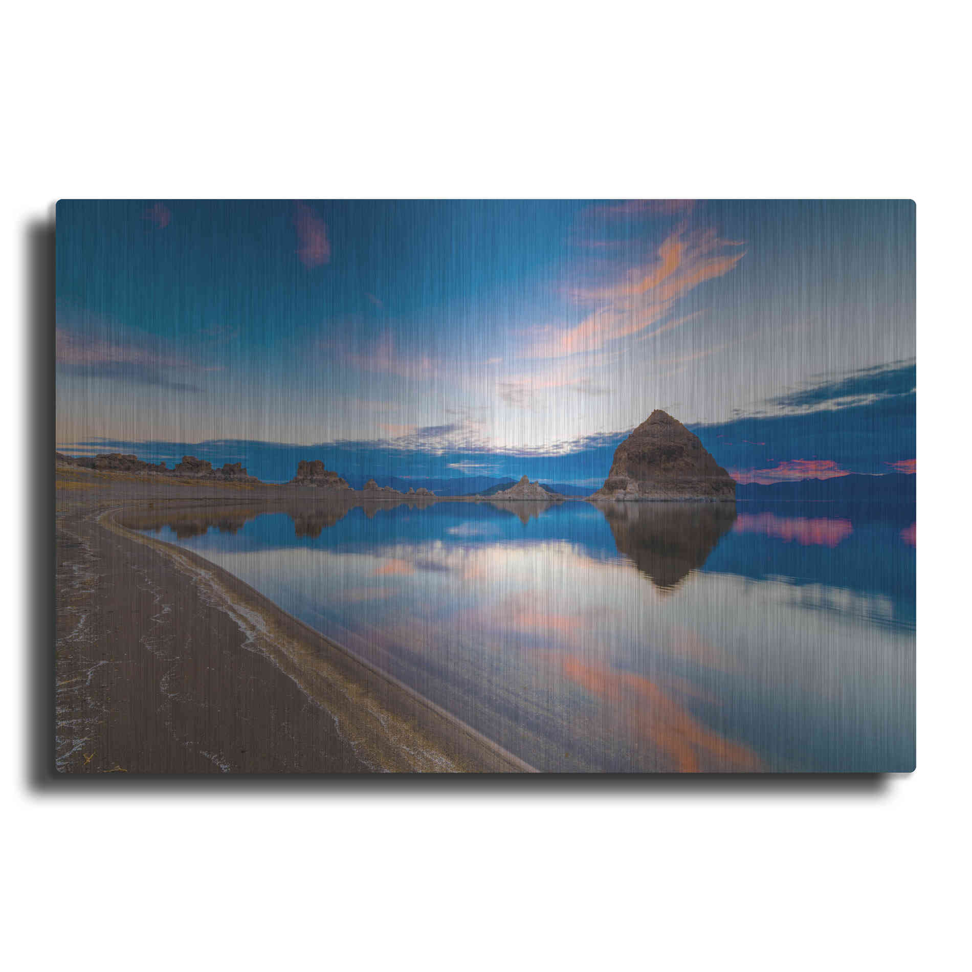 Luxe Metal Art 'Pyramid Lake Nevada 4' by Edin Chavez, Metal Wall Art