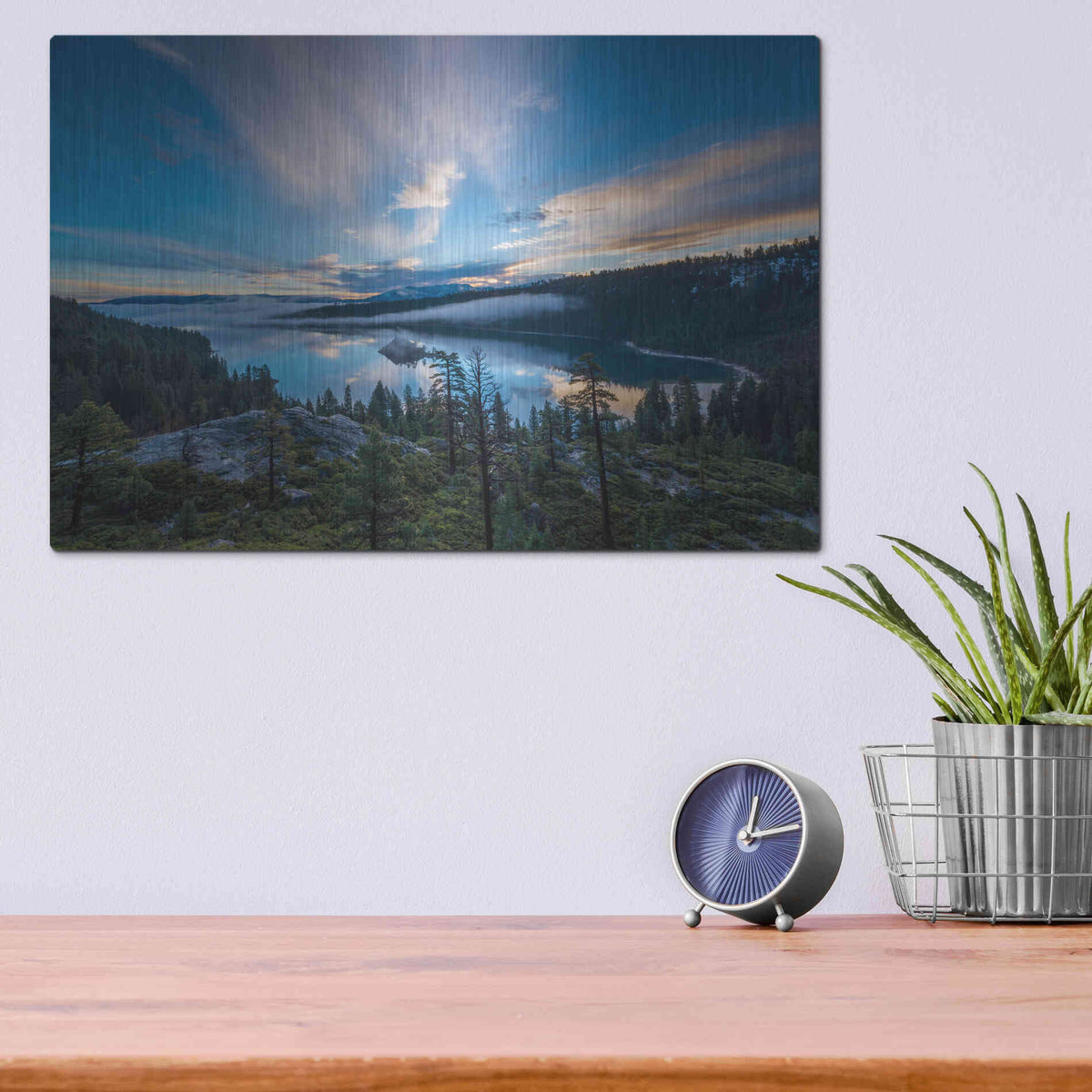 Luxe Metal Art 'Lake Tahoe Wilderness' by Edin Chavez, Metal Wall Art,16x12