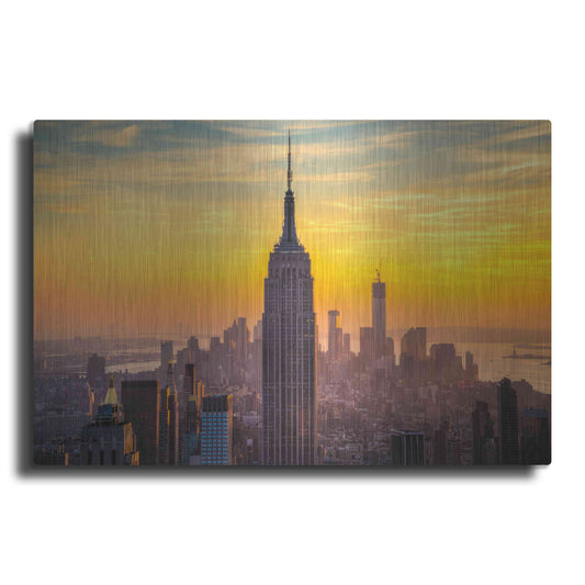 Luxe Metal Art 'Yellow Empire' by Edin Chavez, Metal Wall Art