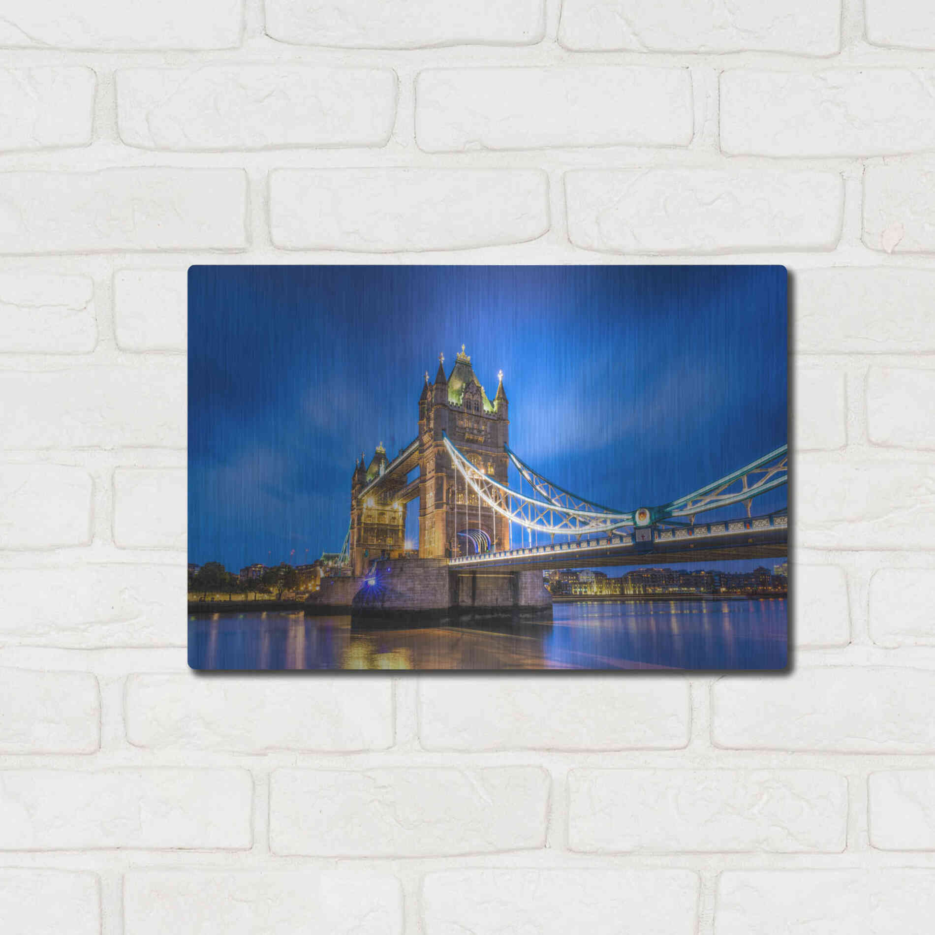 Luxe Metal Art 'London Bridge' by Edin Chavez, Metal Wall Art,16x12