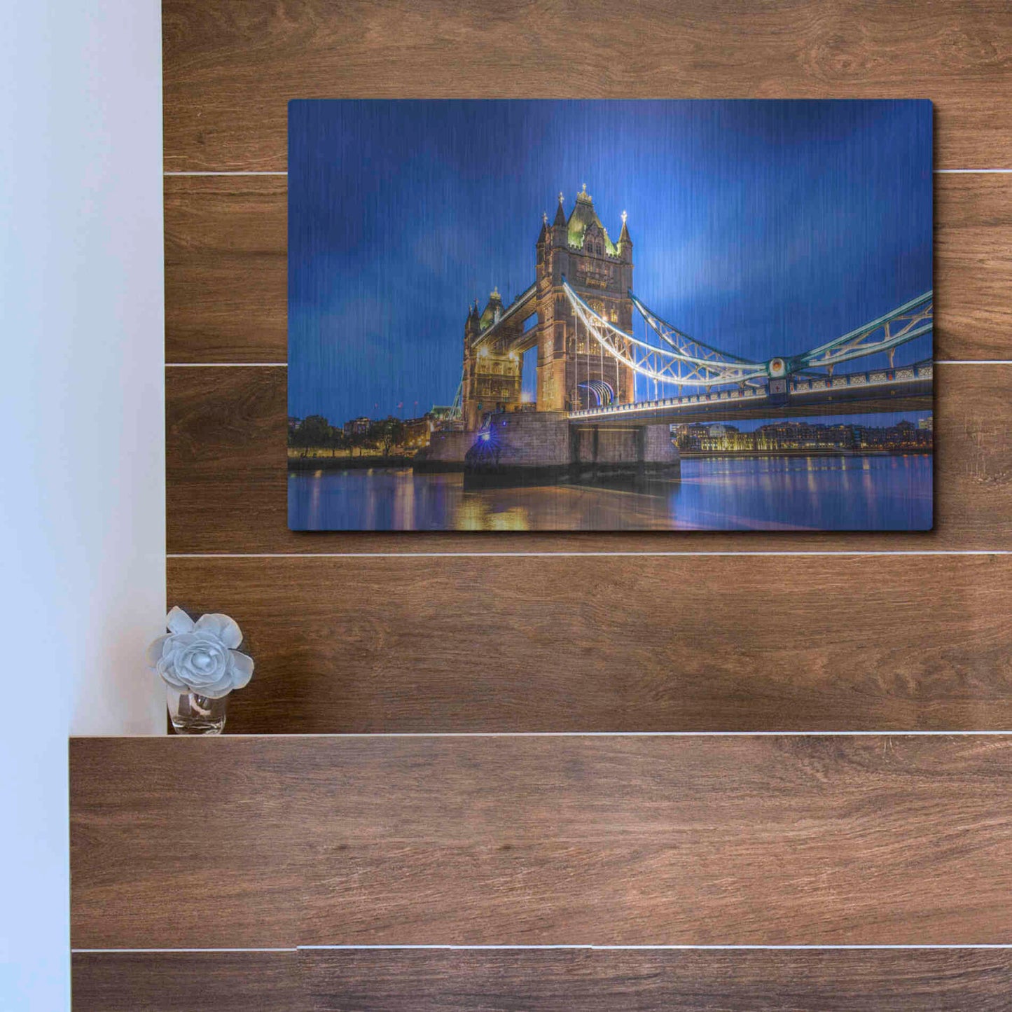 Luxe Metal Art 'London Bridge' by Edin Chavez, Metal Wall Art,16x12