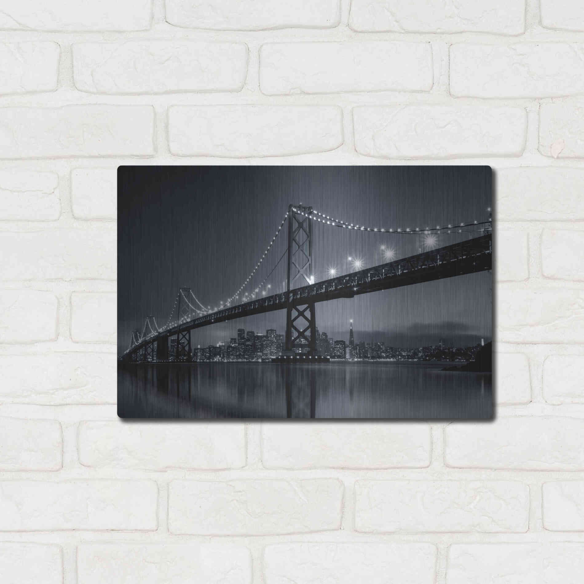 Luxe Metal Art 'Oakland Bridge' by Edin Chavez, Metal Wall Art,16x12