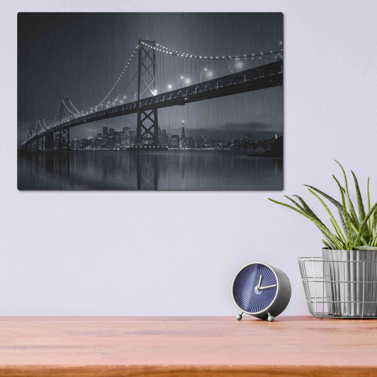 Luxe Metal Art 'Oakland Bridge' by Edin Chavez, Metal Wall Art,16x12