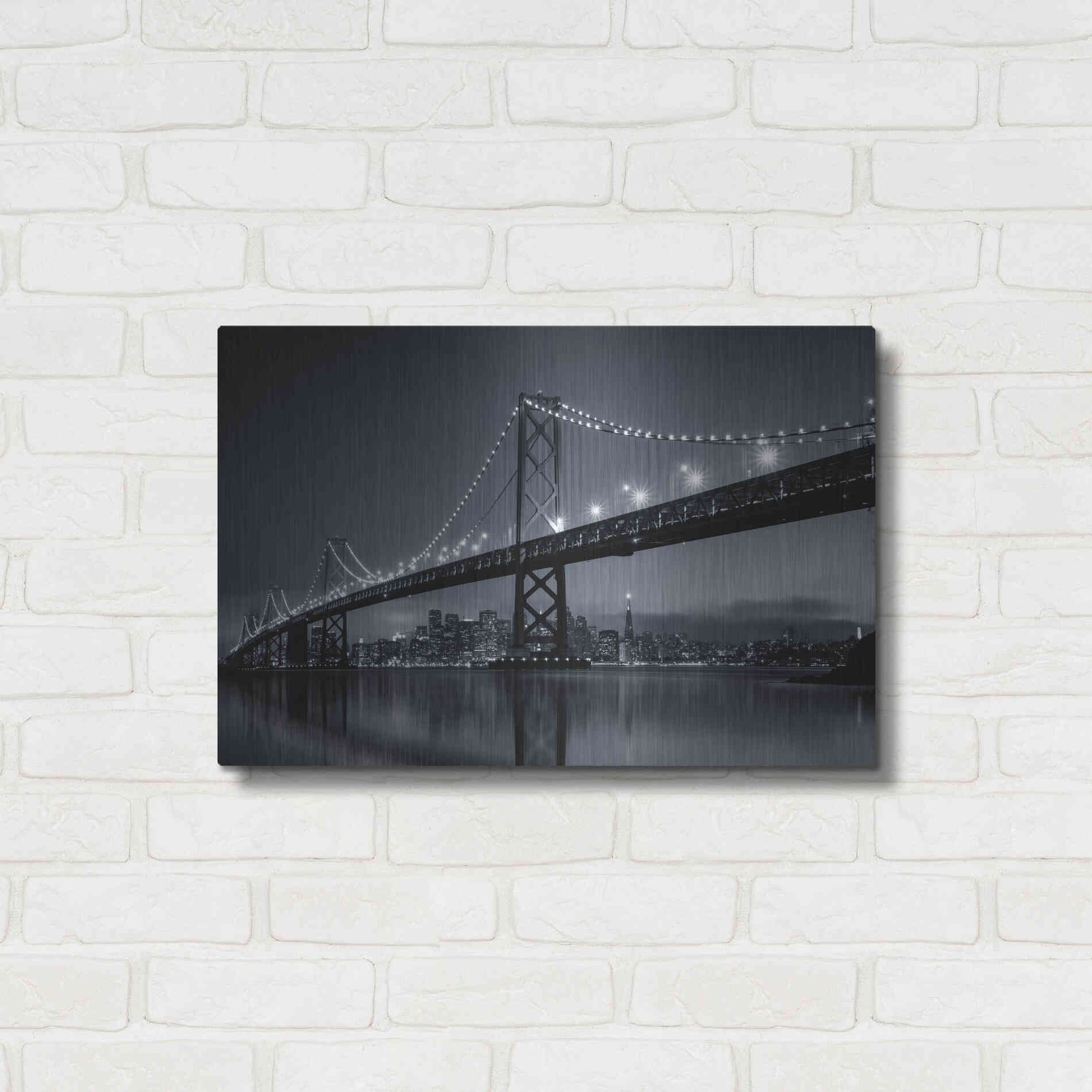 Luxe Metal Art 'Oakland Bridge' by Edin Chavez, Metal Wall Art,24x16