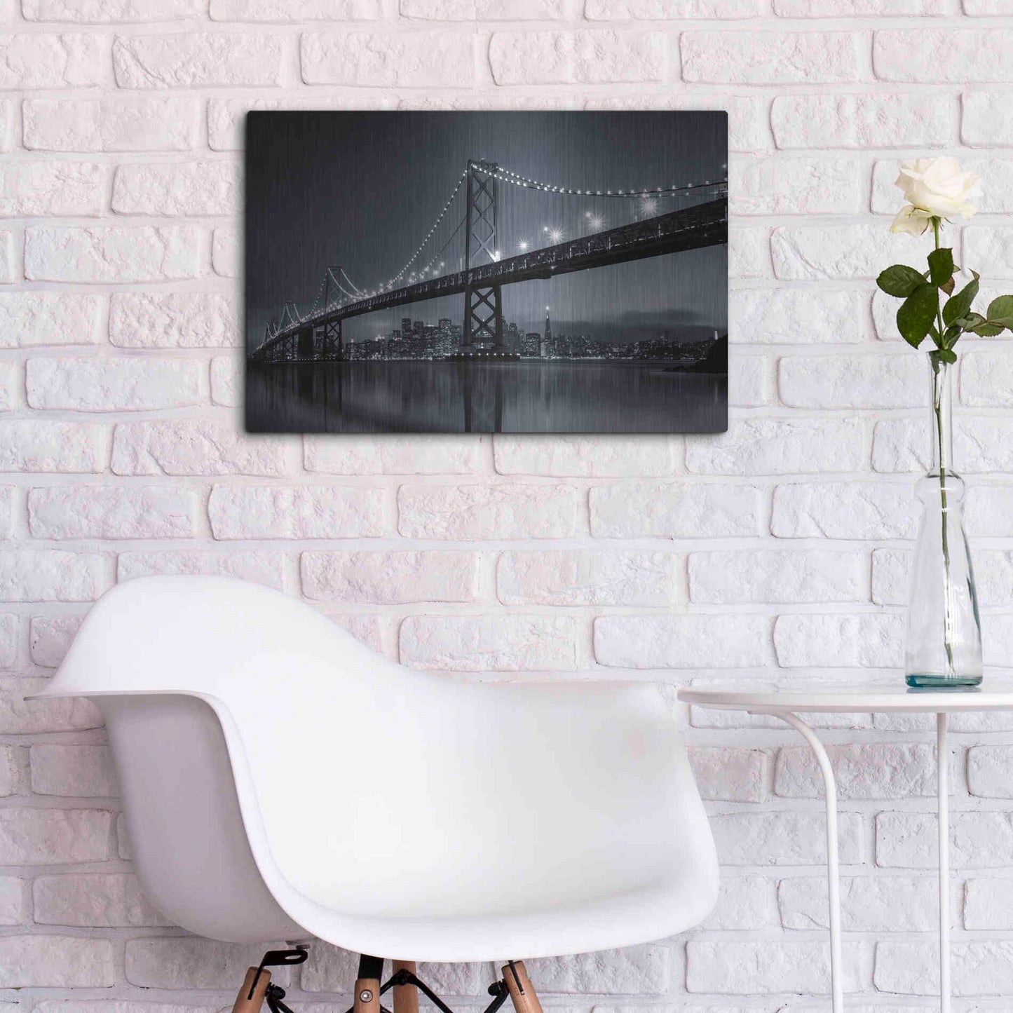 Luxe Metal Art 'Oakland Bridge' by Edin Chavez, Metal Wall Art,24x16