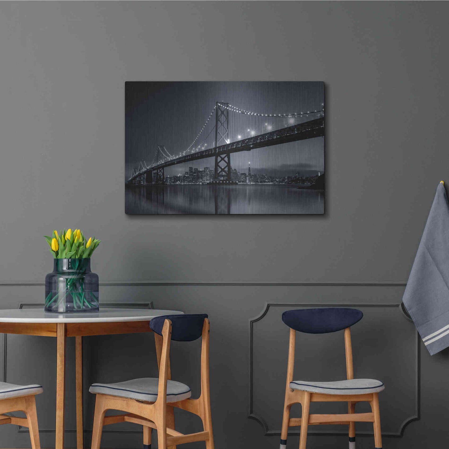 Luxe Metal Art 'Oakland Bridge' by Edin Chavez, Metal Wall Art,36x24