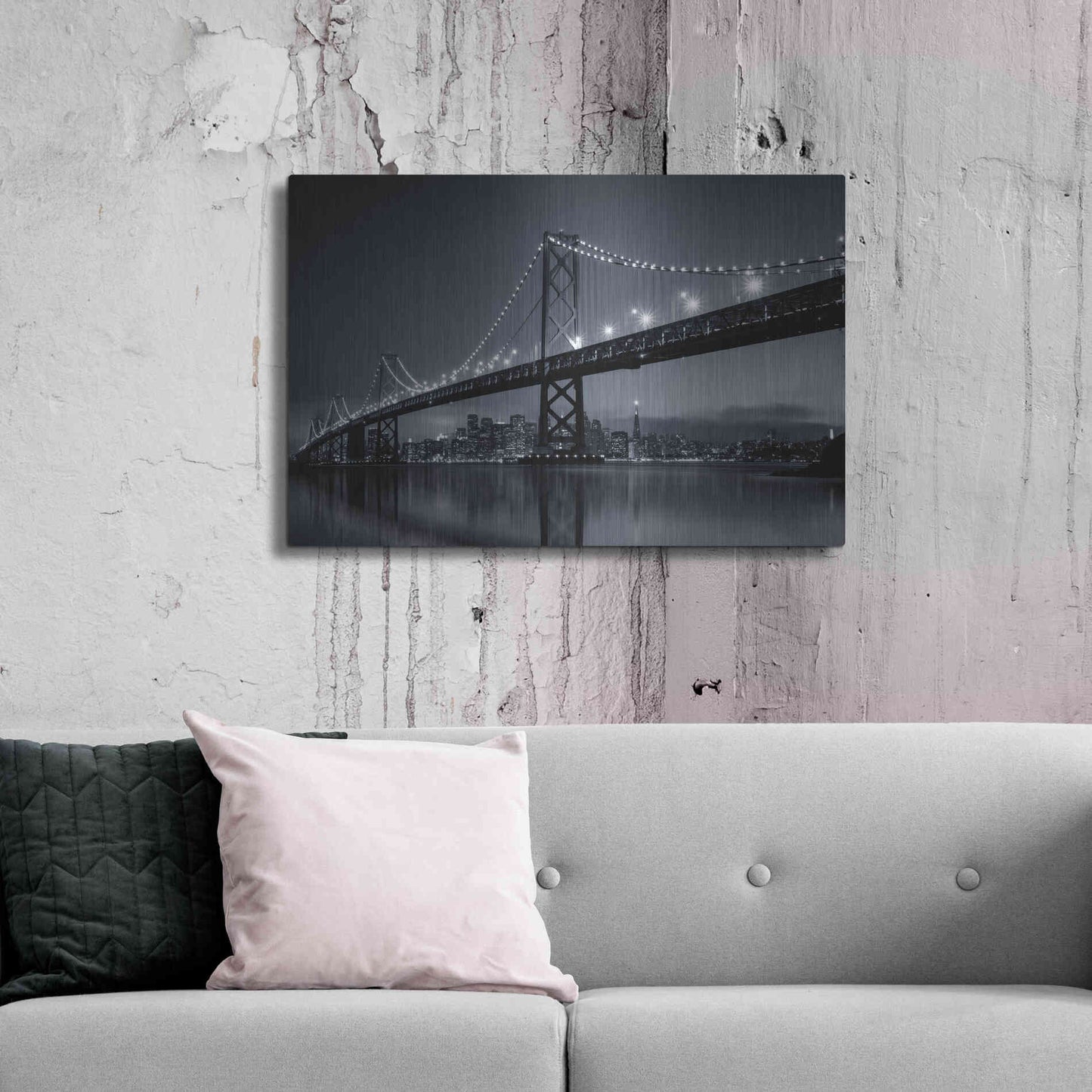 Luxe Metal Art 'Oakland Bridge' by Edin Chavez, Metal Wall Art,36x24