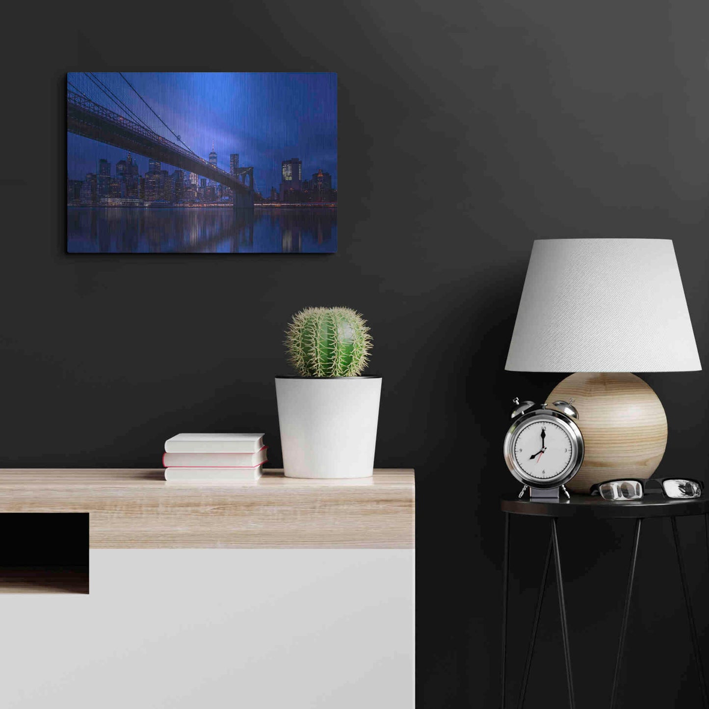 Luxe Metal Art 'Past the Brooklyn Bridge' by Edin Chavez, Metal Wall Art,24x16