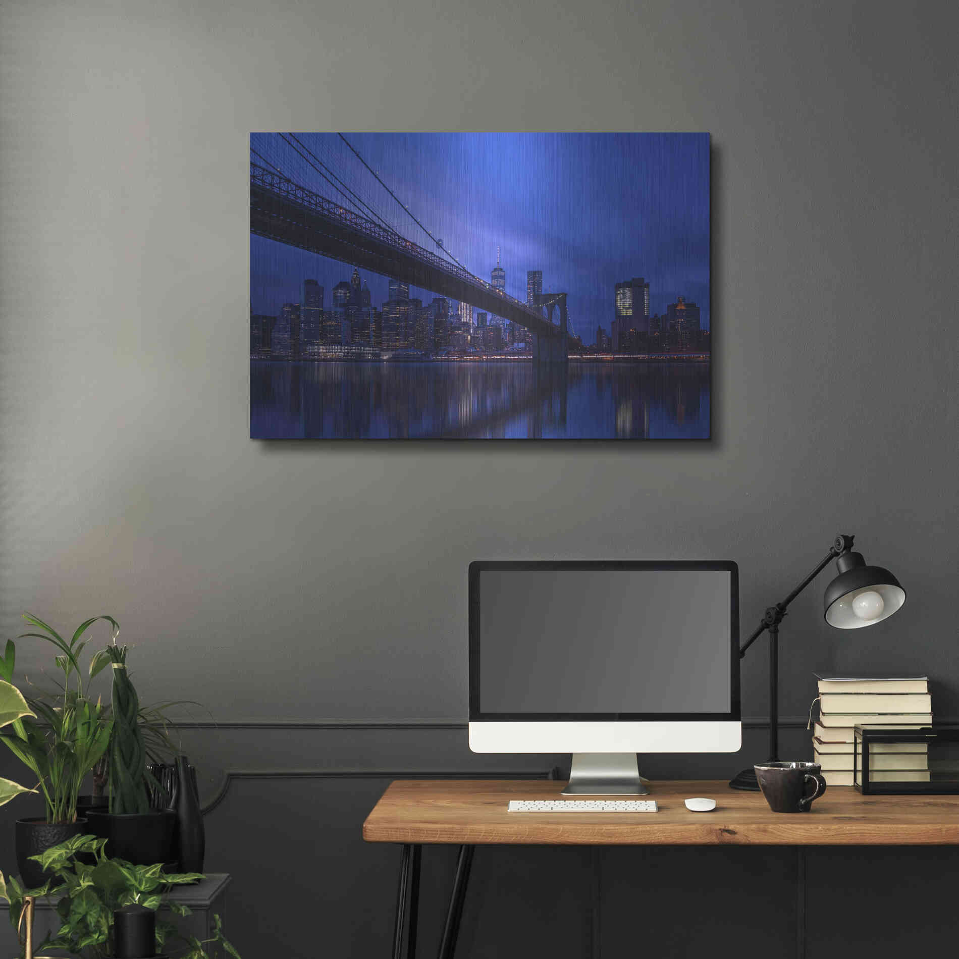 Luxe Metal Art 'Past the Brooklyn Bridge' by Edin Chavez, Metal Wall Art,36x24