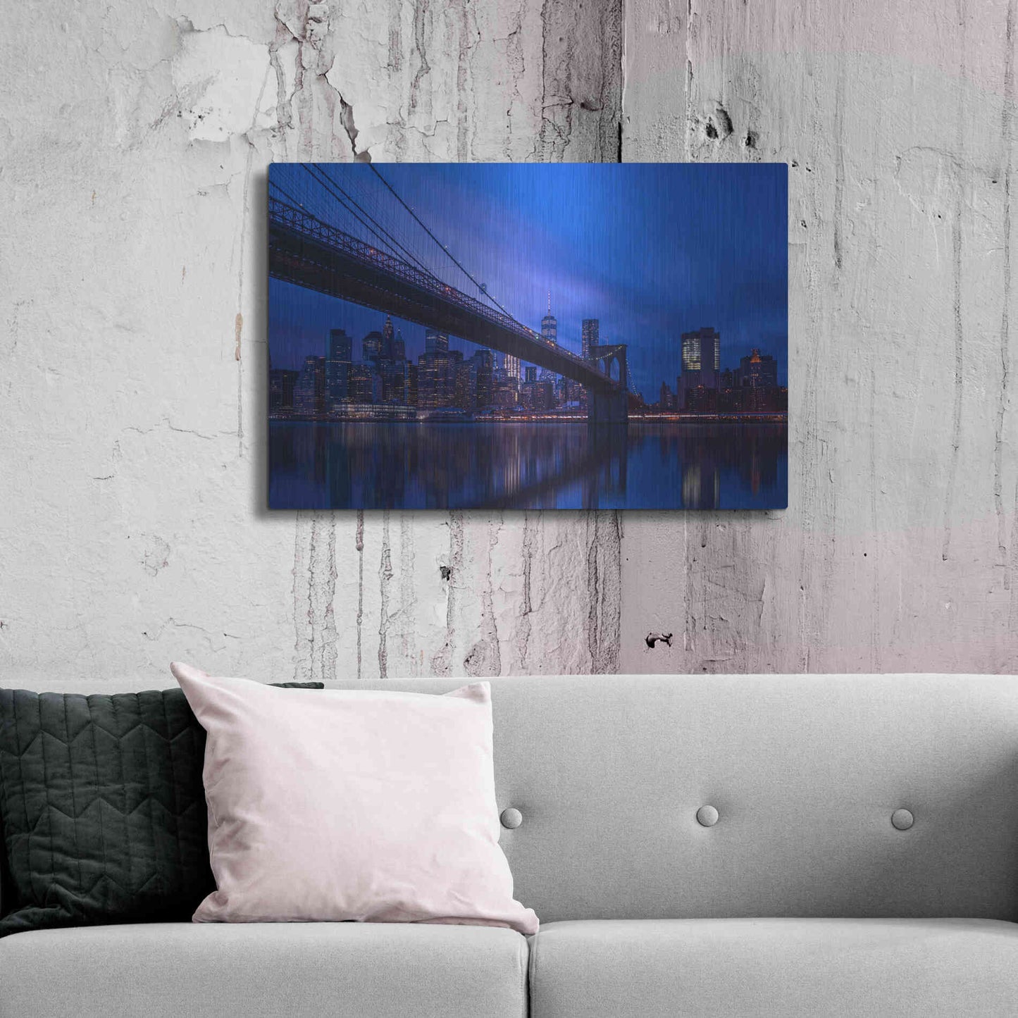 Luxe Metal Art 'Past the Brooklyn Bridge' by Edin Chavez, Metal Wall Art,36x24