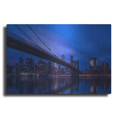 Luxe Metal Art 'Past the Brooklyn Bridge' by Edin Chavez, Metal Wall Art