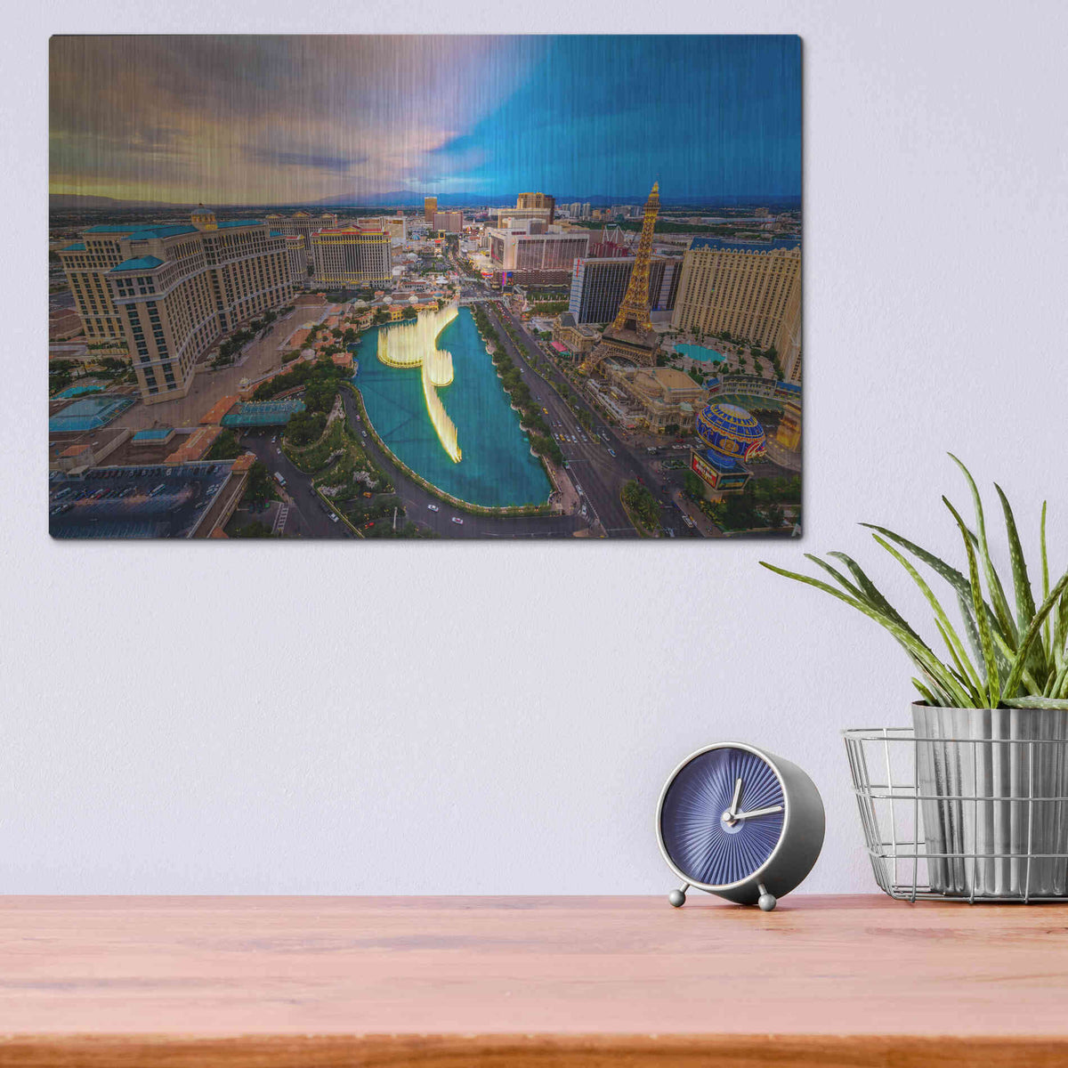 Luxe Metal Art 'Aerial Las Vegas' by Edin Chavez, Metal Wall Art,16x12