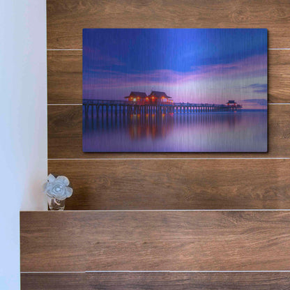 Luxe Metal Art 'Violet Pier' by Edin Chavez, Metal Wall Art,16x12